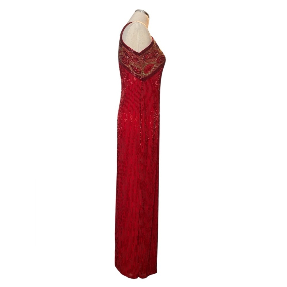 Rare Vintage Lillie Ruban Red/Gold Sequined Gown – Size 6 - Picture 3 of 13